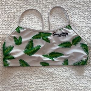 Green and White Tropical Bikini Top